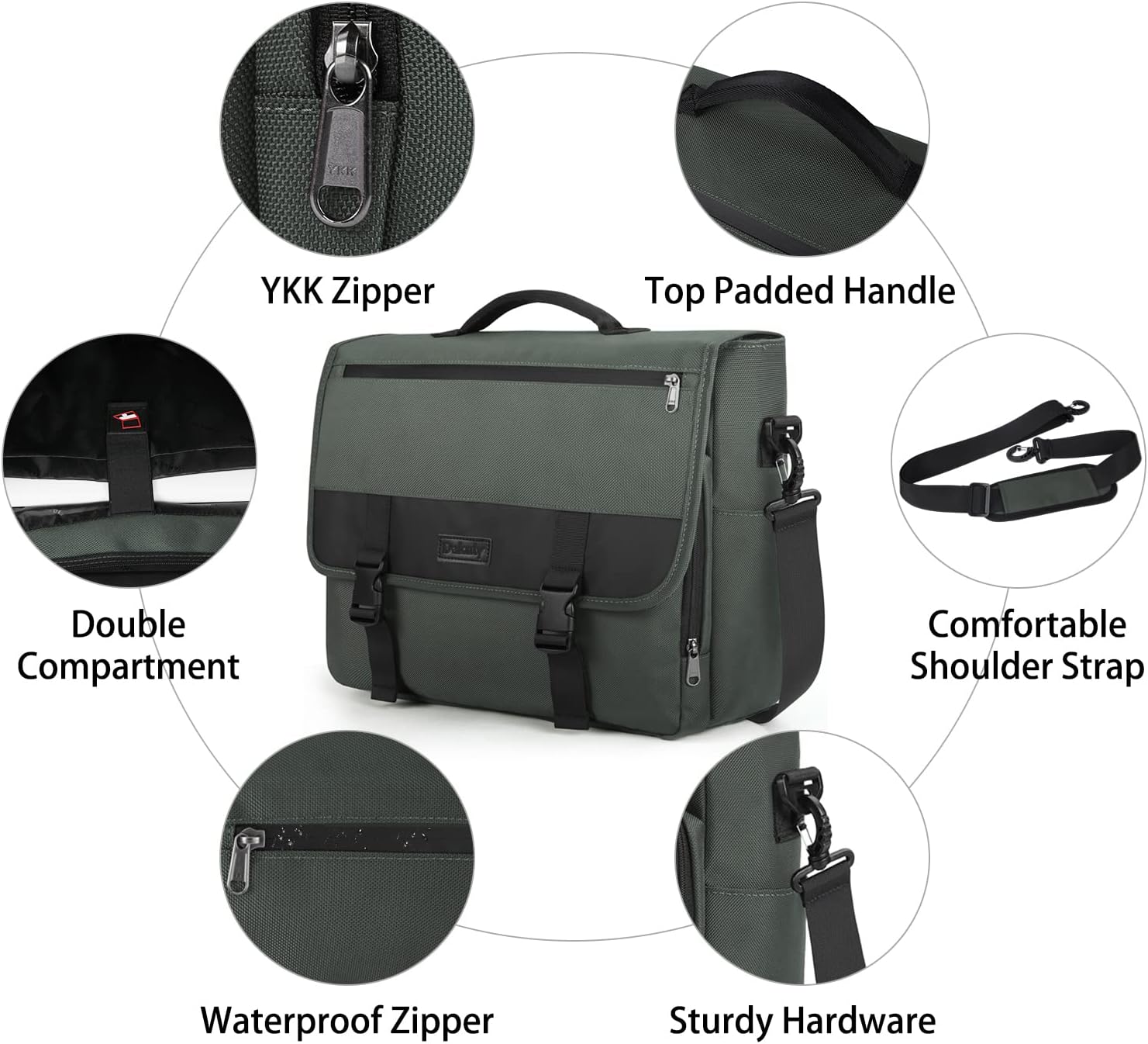 Dakuly Messenger Bag for Men 15.6 Inch Waterproof Laptop Briefcase with Cable Organize Bag Large Satchel Shoulder Bag Lightweight Office College Computer Laptop Bag， Black - Image 4